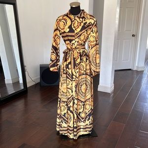 Black and gold maxi dress Sz Large-XL